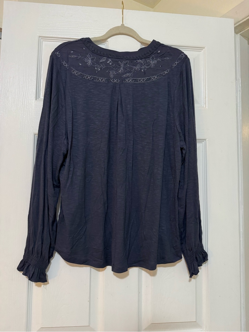 NWT Democracy Navy Blue Long Sleeve Blouse - Picture 2 of 5